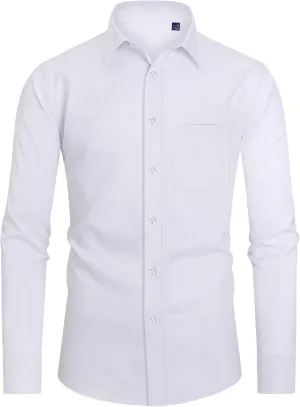 DEMEANOR Mens Dress Shirts Long Sleeve Dress Shirts for Men Slim Fit Button Down Shirts Big and Tall Button Up Shirts