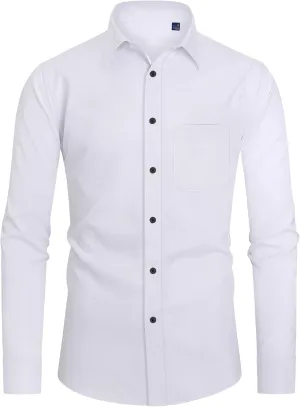 DEMEANOR Mens Dress Shirts Long Sleeve Dress Shirts for Men Slim Fit Button Down Shirts Big and Tall Button Up Shirts