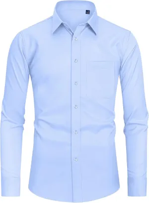 DEMEANOR Mens Dress Shirts Long Sleeve Dress Shirts for Men Slim Fit Button Down Shirts Big and Tall Button Up Shirts