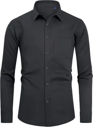 DEMEANOR Mens Dress Shirts Long Sleeve Dress Shirts for Men Slim Fit Button Down Shirts Big and Tall Button Up Shirts