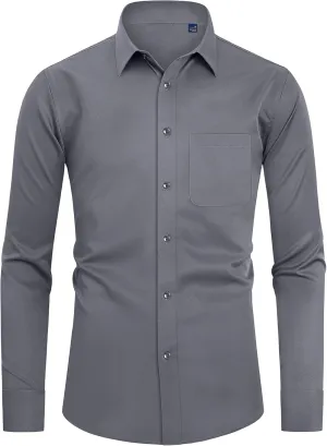 DEMEANOR Mens Dress Shirts Long Sleeve Dress Shirts for Men Slim Fit Button Down Shirts Big and Tall Button Up Shirts