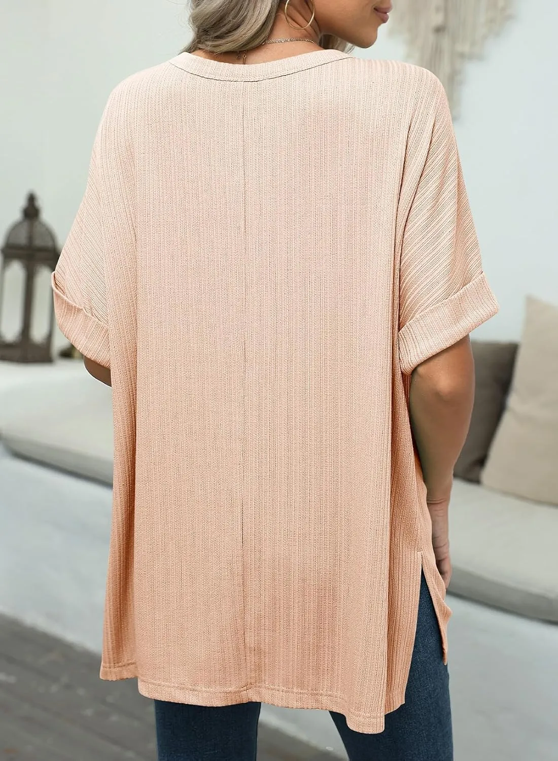 Dokotoo Summer Shirts 2024 Womens Solid T Shirts for Women Loose Oversized Shirts Basic Tee