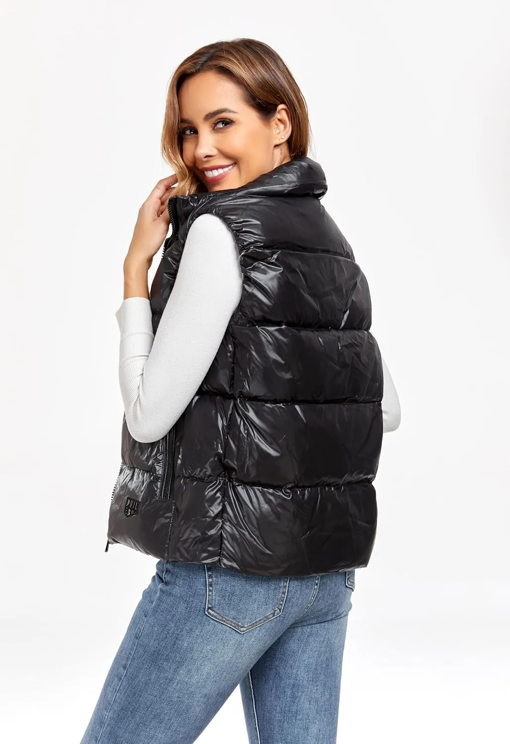 Duck Down Vest for Women Short Puffer Vest Trendy Winter Padded Coat Puffer Down Jacket 2024
