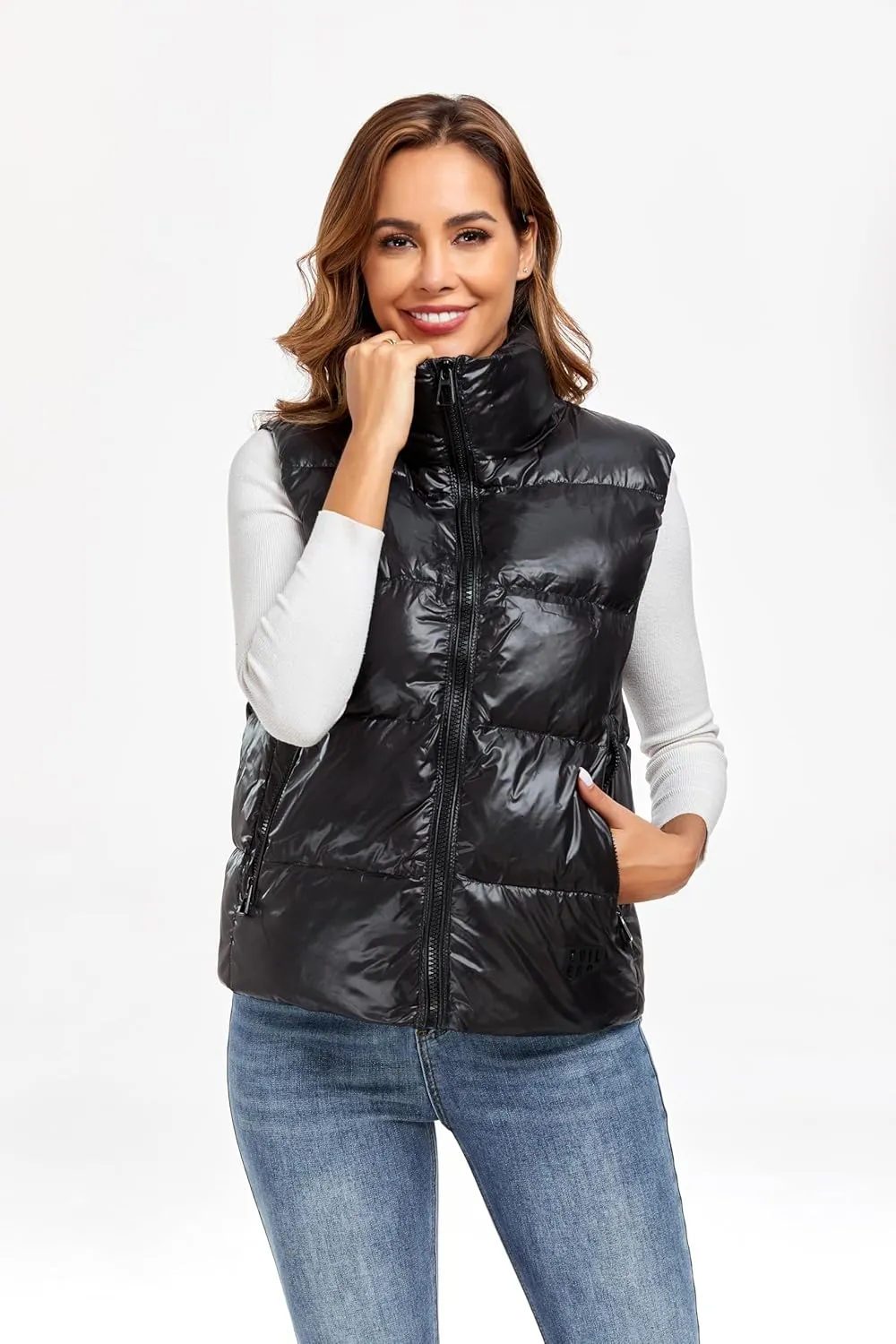 Duck Down Vest for Women Short Puffer Vest Trendy Winter Padded Coat Puffer Down Jacket 2024