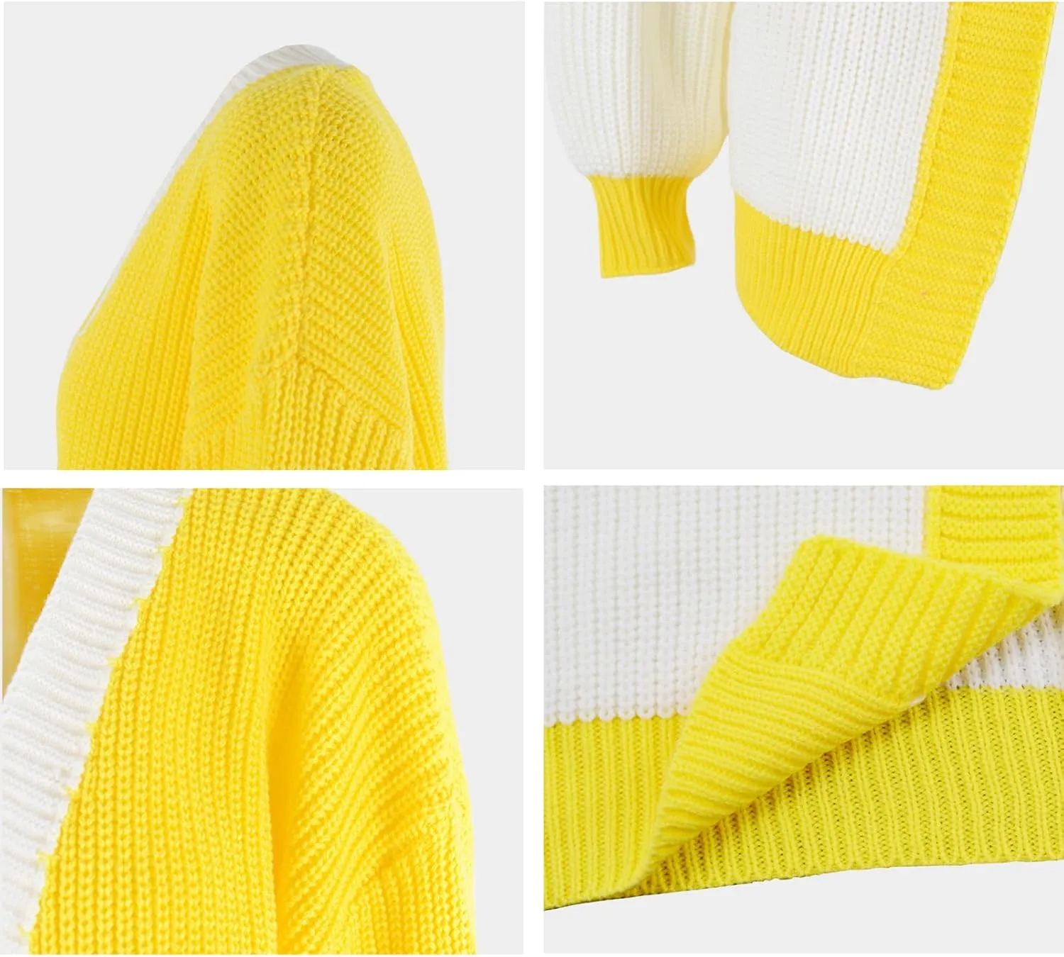 Fall Women's Cardigans Sweater Long Sleeve Cable Knitted Color Block Sweater Cardigans for Women with Pockets