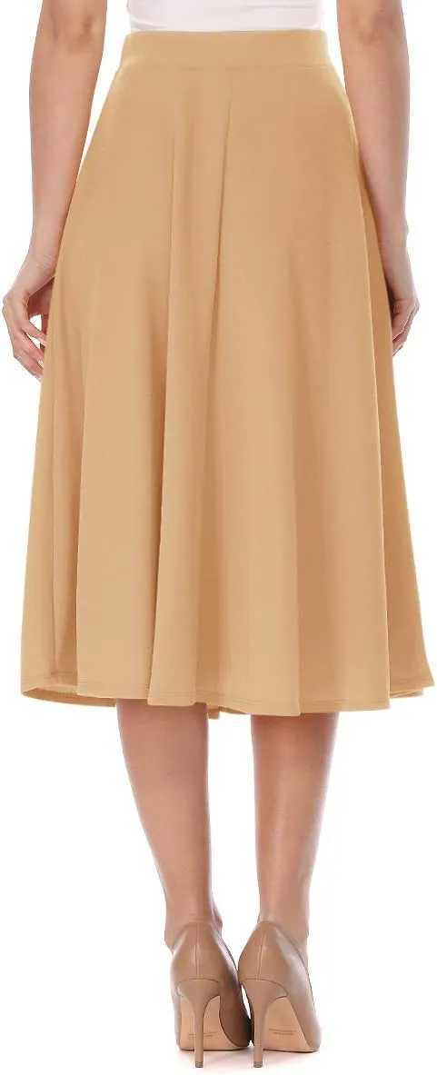 FashionJOA Women's Casual High Waist A-Line Midi Skirt for Work and Everyday Wear