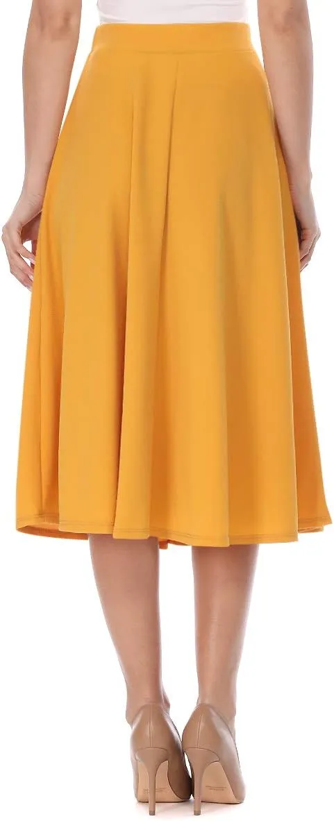 FashionJOA Women's Casual High Waist A-Line Midi Skirt for Work and Everyday Wear