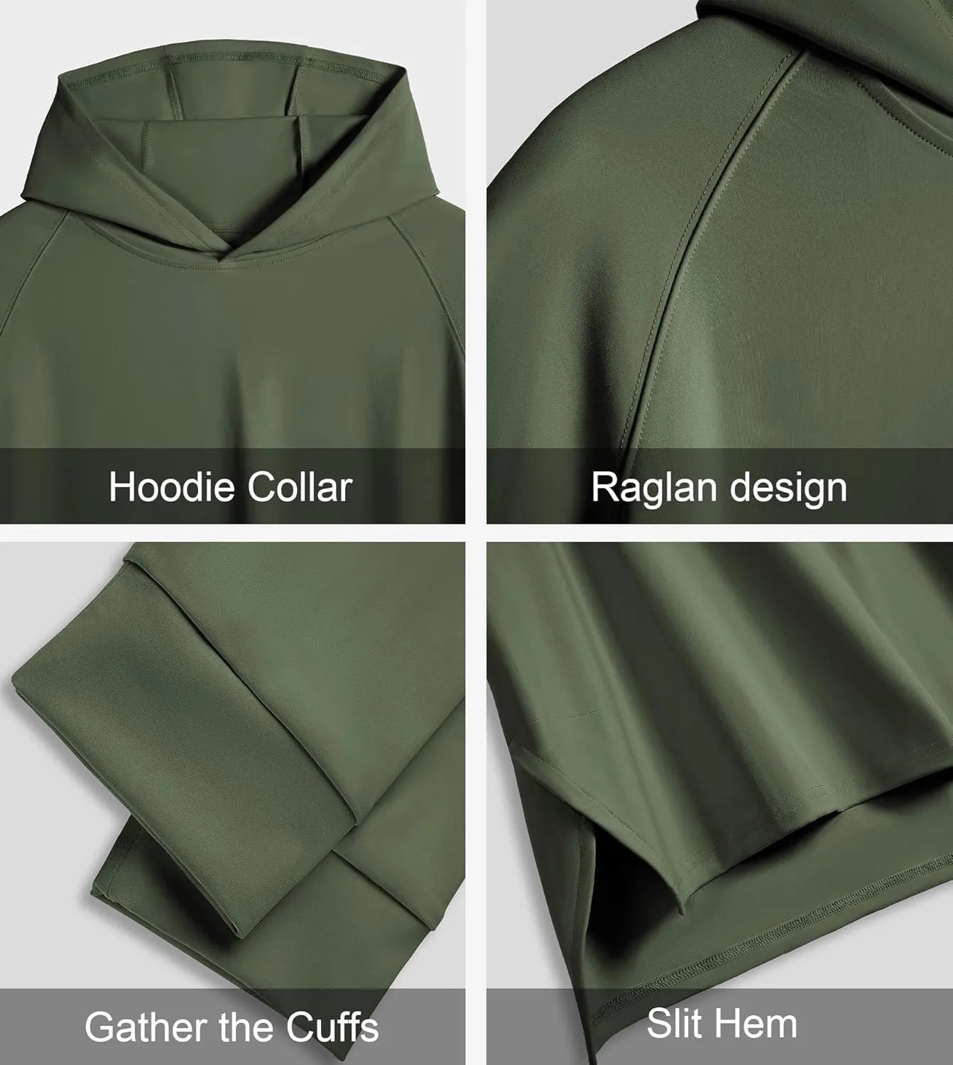 Fioboc Active Hoodies Smoothblend Split Curve Hem Pullover Sweatshirts Lightweight Moisture-wicking Hoodies S-4XL
