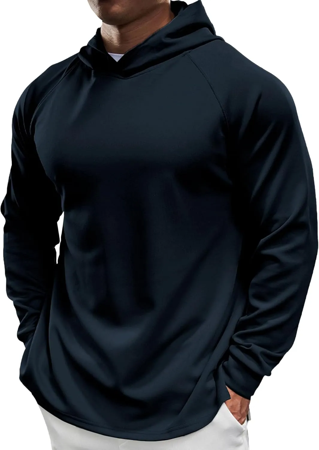 Fioboc Active Hoodies Smoothblend Split Curve Hem Pullover Sweatshirts Lightweight Moisture-wicking Hoodies S-4XL