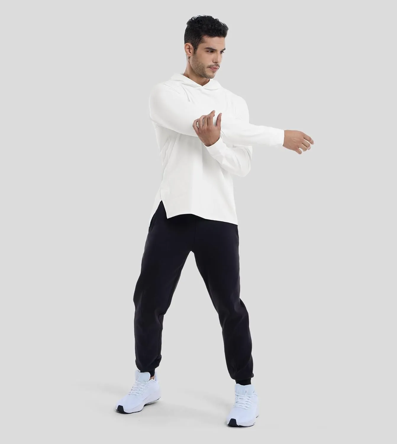 Fioboc Active Hoodies Smoothblend Split Curve Hem Pullover Sweatshirts Lightweight Moisture-wicking Hoodies S-4XL