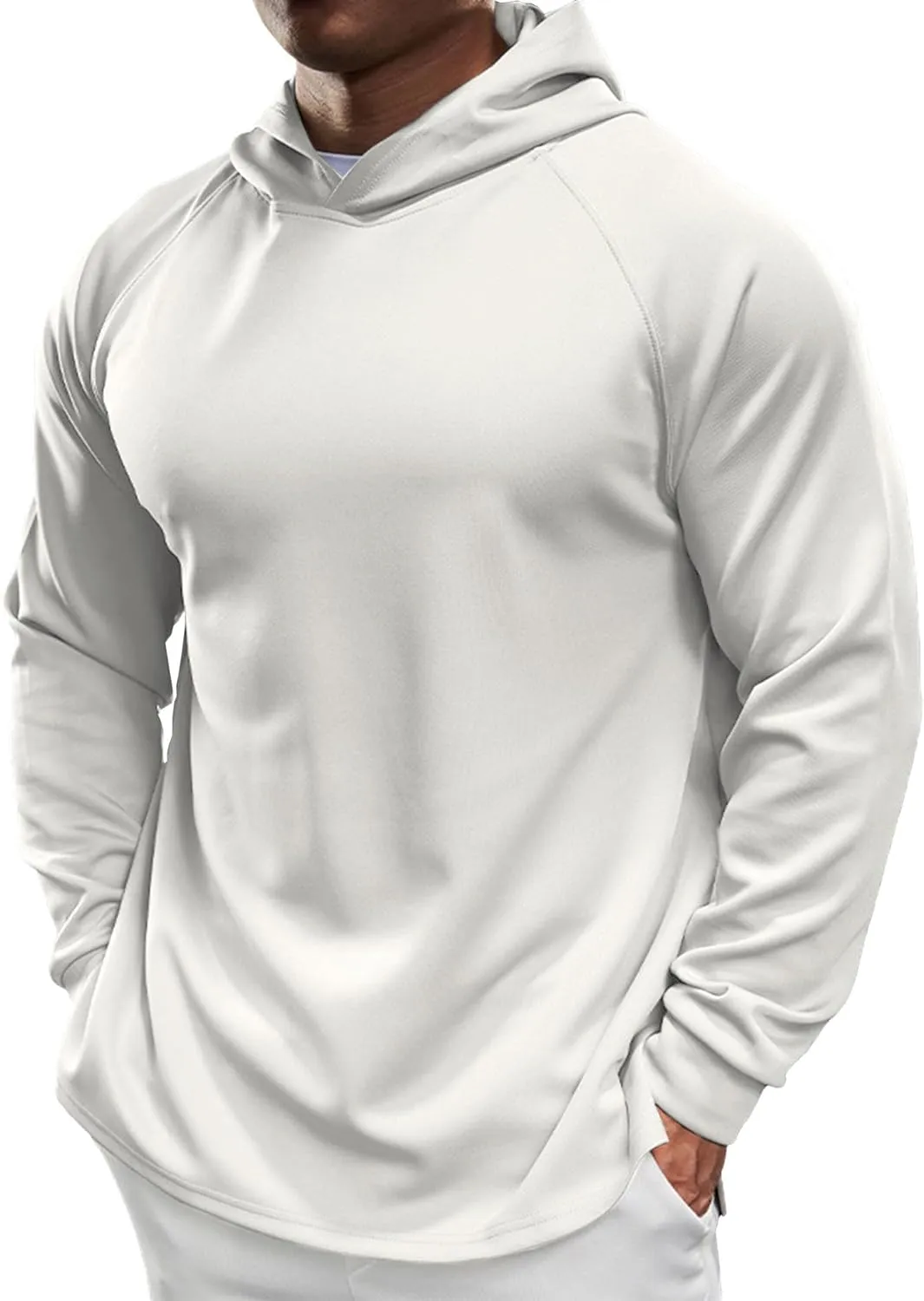 Fioboc Active Hoodies Smoothblend Split Curve Hem Pullover Sweatshirts Lightweight Moisture-wicking Hoodies S-4XL