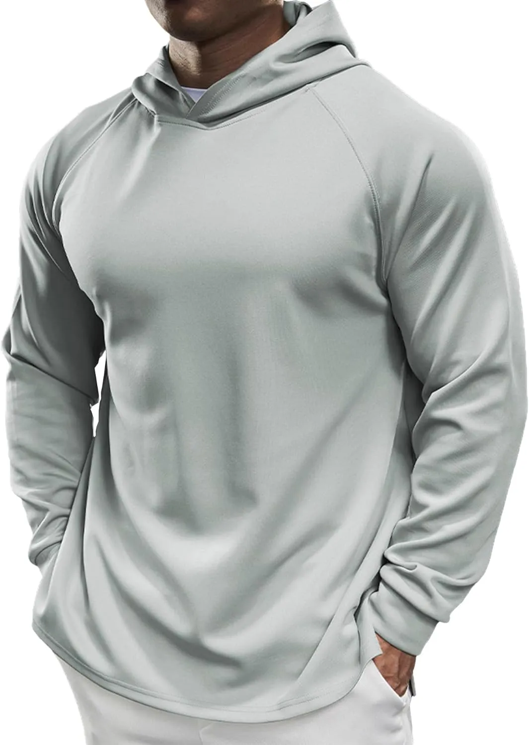 Fioboc Active Hoodies Smoothblend Split Curve Hem Pullover Sweatshirts Lightweight Moisture-wicking Hoodies S-4XL