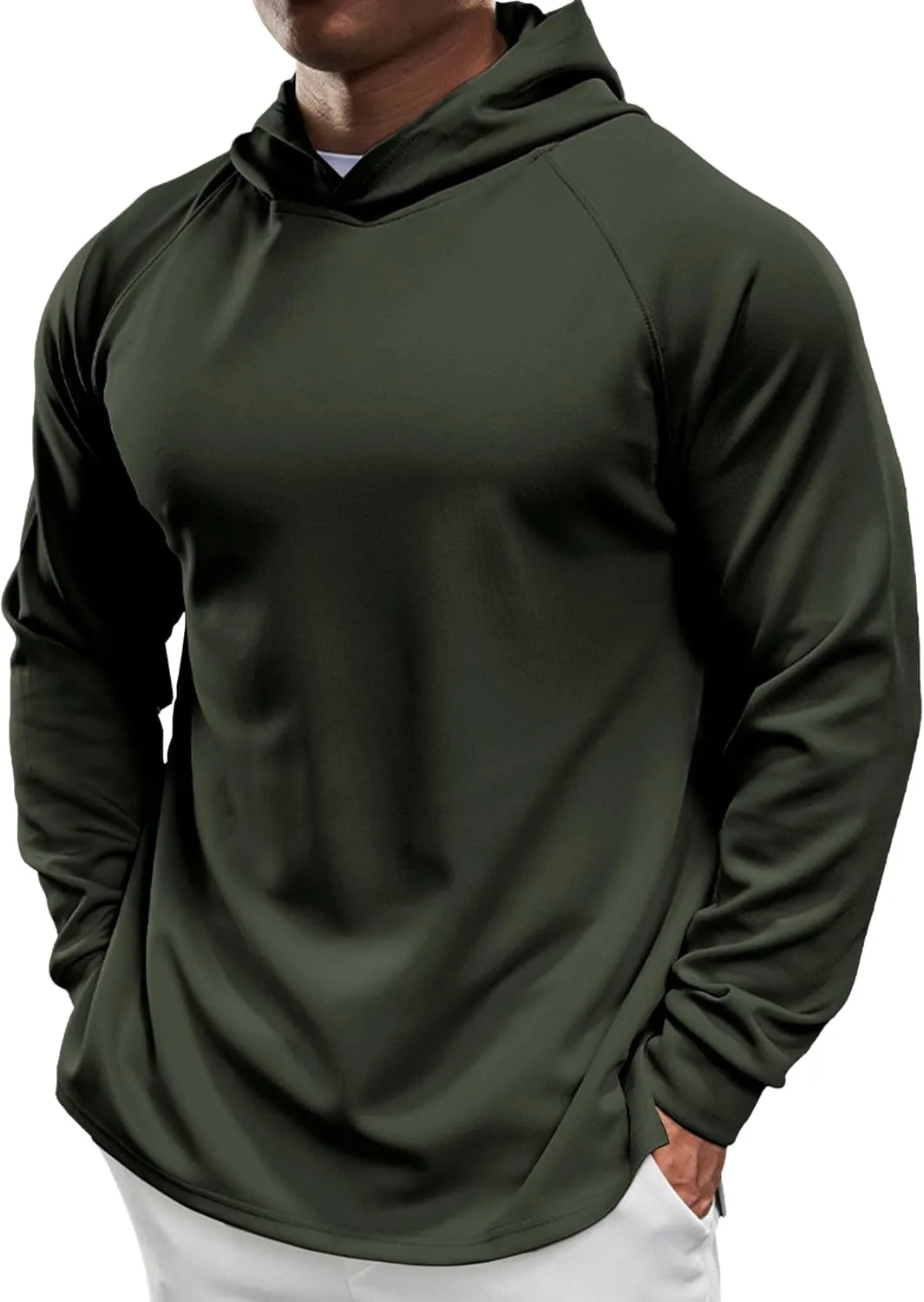 Fioboc Active Hoodies Smoothblend Split Curve Hem Pullover Sweatshirts Lightweight Moisture-wicking Hoodies S-4XL