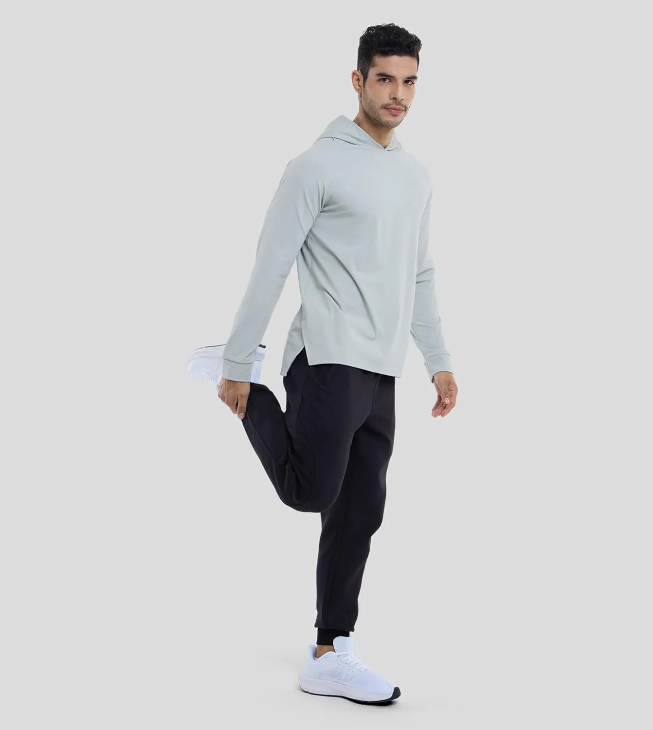 Fioboc Active Hoodies Smoothblend Split Curve Hem Pullover Sweatshirts Lightweight Moisture-wicking Hoodies S-4XL