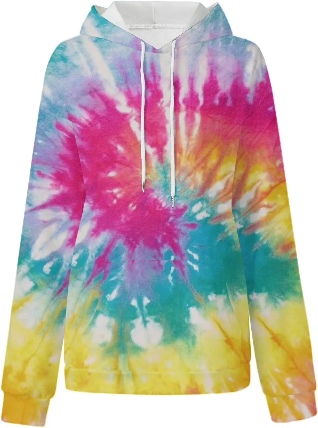 for Women Oversized Sweatshirts Tie Dye Loose Hooded Long Sleeve Lightweight Pullover Jacket with Pocket Sleep Sport