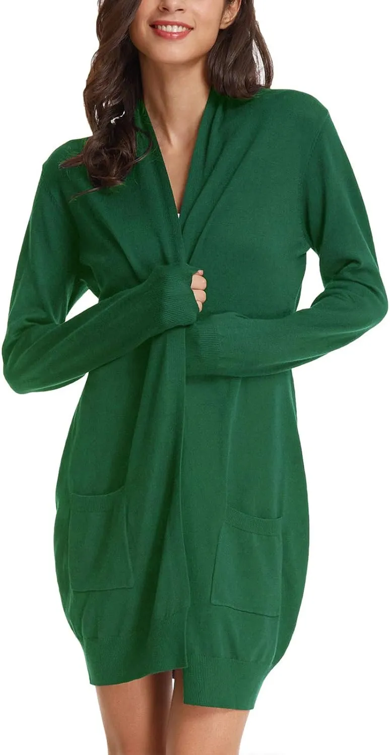 GRACE KARIN Essential Solid Open Front Long Knited Cardigan Sweater for Women