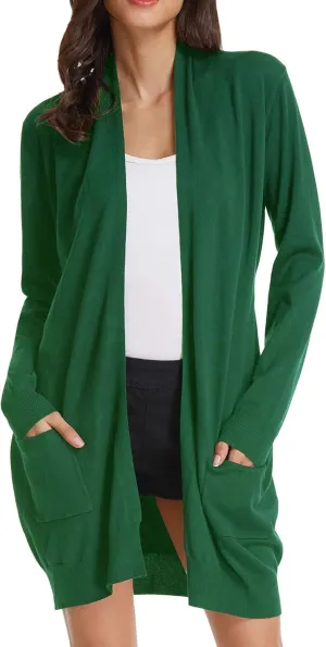 GRACE KARIN Essential Solid Open Front Long Knited Cardigan Sweater for Women