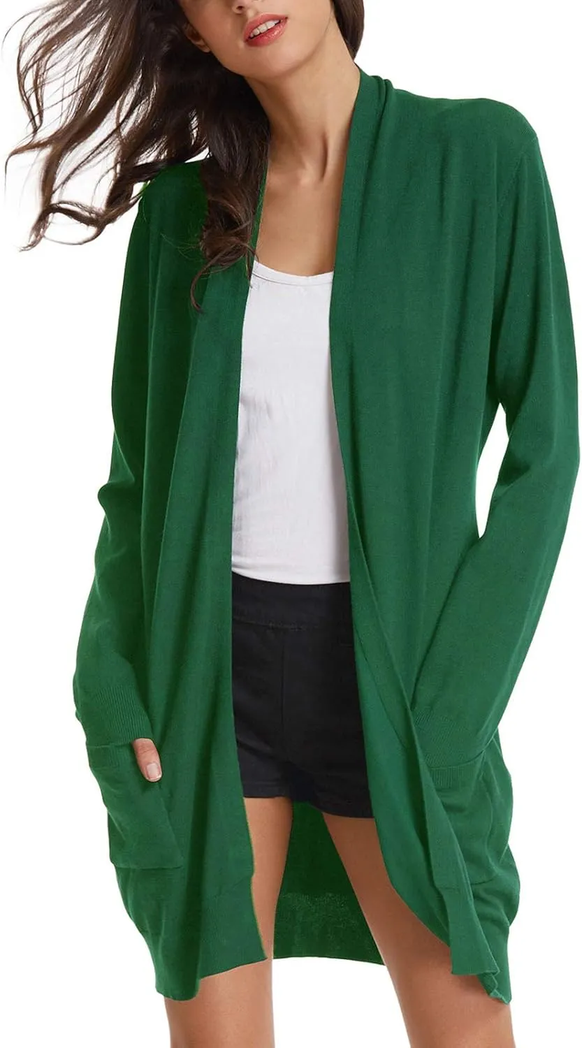 GRACE KARIN Essential Solid Open Front Long Knited Cardigan Sweater for Women