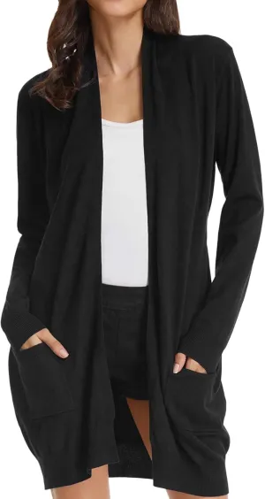 GRACE KARIN Essential Solid Open Front Long Knited Cardigan Sweater for Women