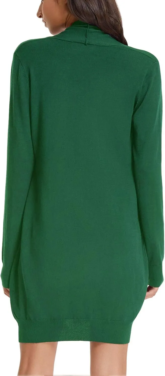 GRACE KARIN Essential Solid Open Front Long Knited Cardigan Sweater for Women