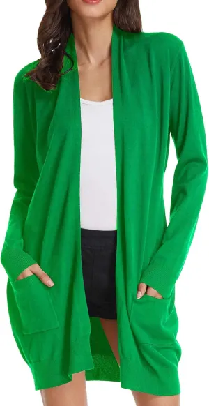 GRACE KARIN Essential Solid Open Front Long Knited Cardigan Sweater for Women