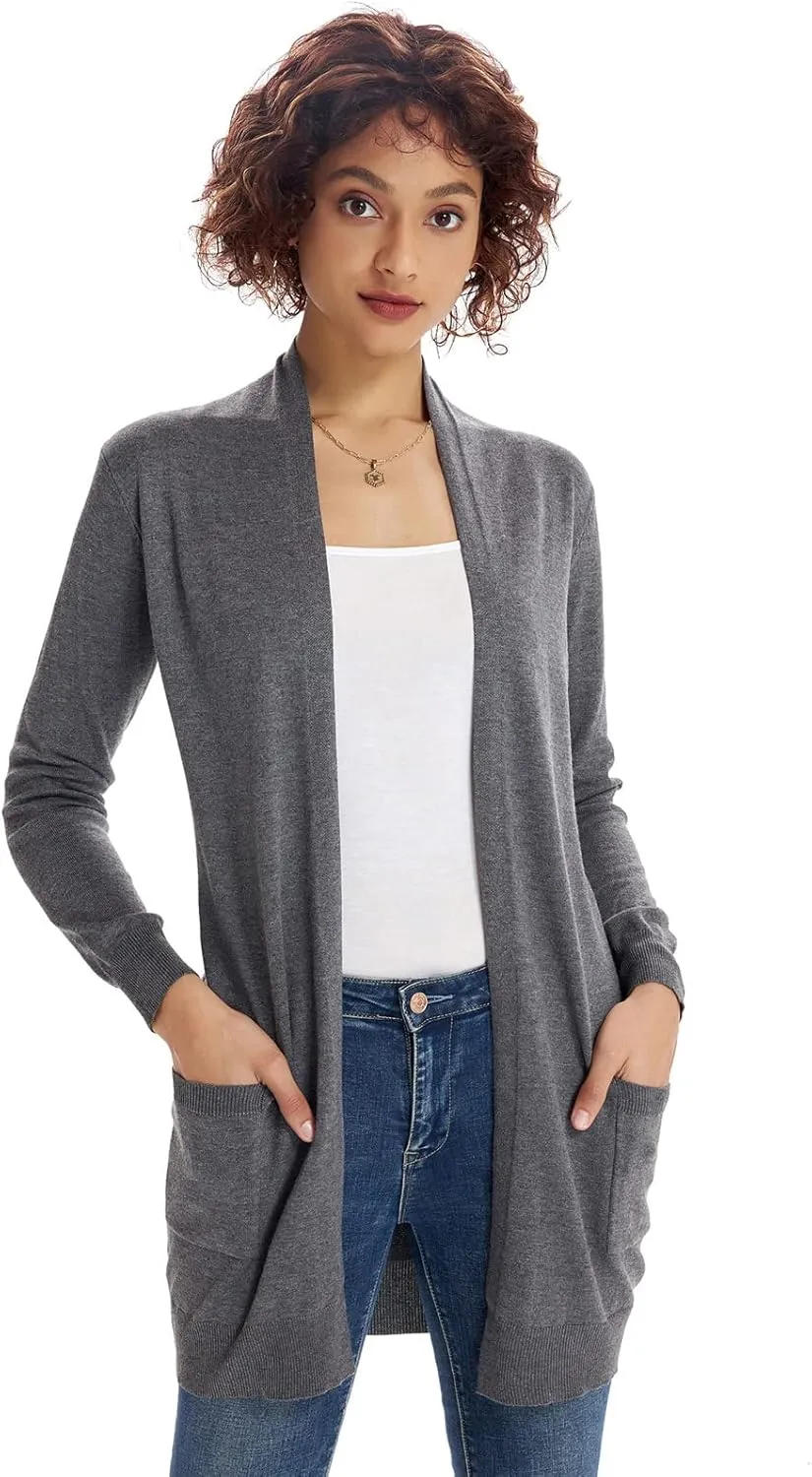 GRACE KARIN Women Lightweight Cardigan Sweaters with Pocket Long Sleeve Shrugs