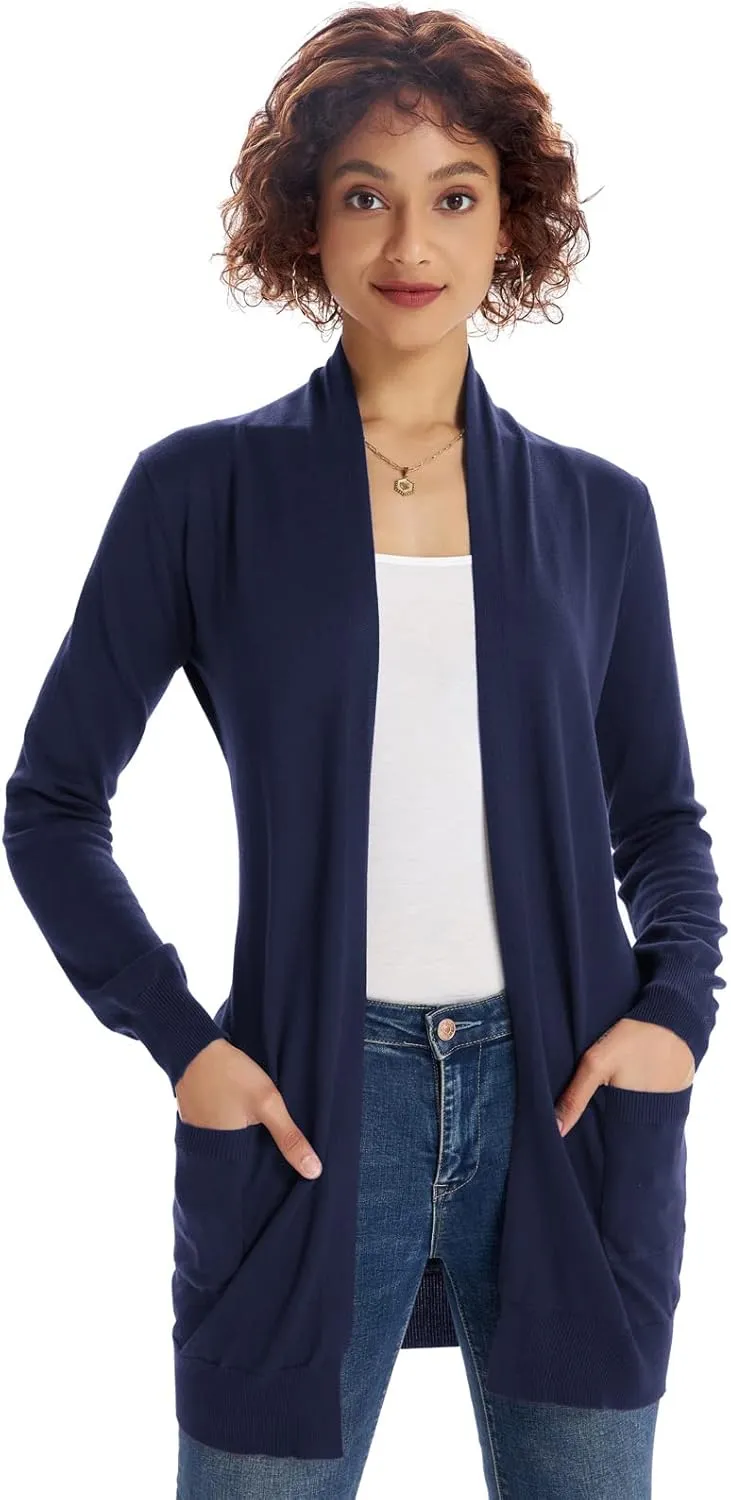 GRACE KARIN Women Lightweight Cardigan Sweaters with Pocket Long Sleeve Shrugs