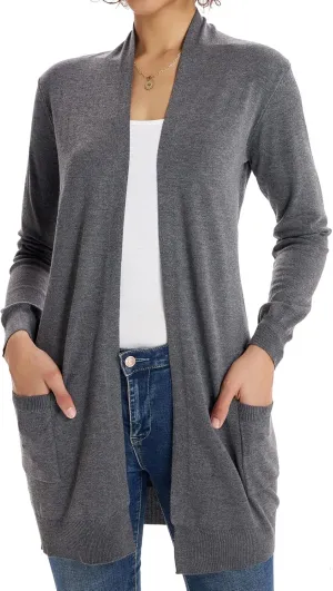 GRACE KARIN Women Lightweight Cardigan Sweaters with Pocket Long Sleeve Shrugs