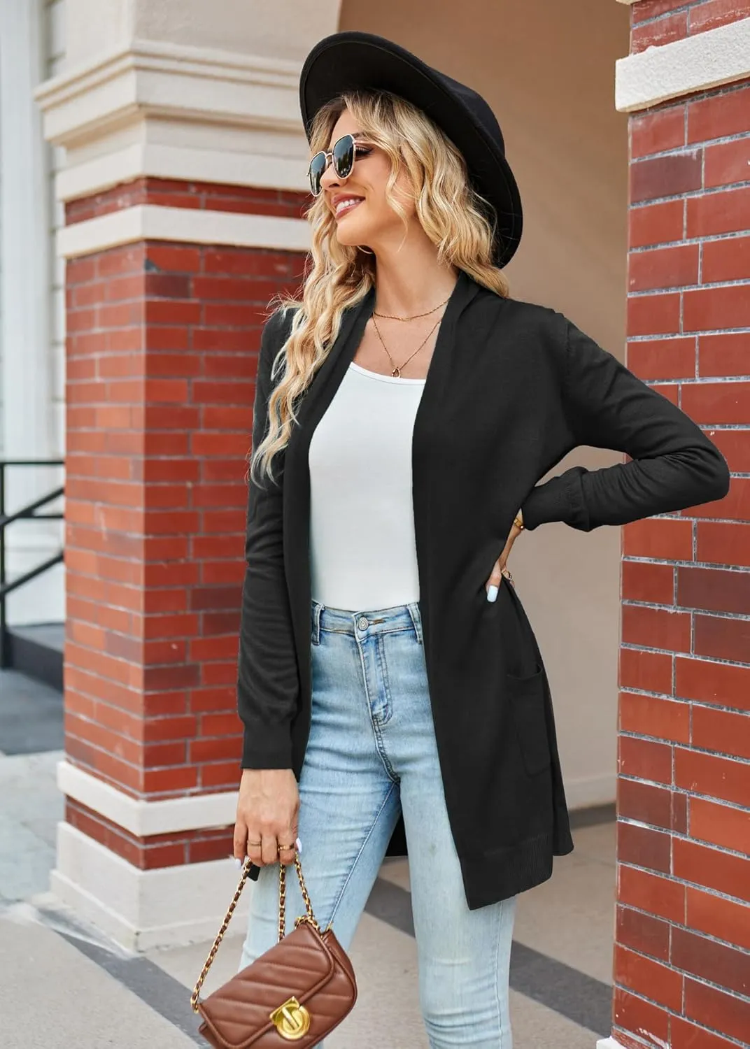 GRACE KARIN Women Lightweight Cardigan Sweaters with Pocket Long Sleeve Shrugs