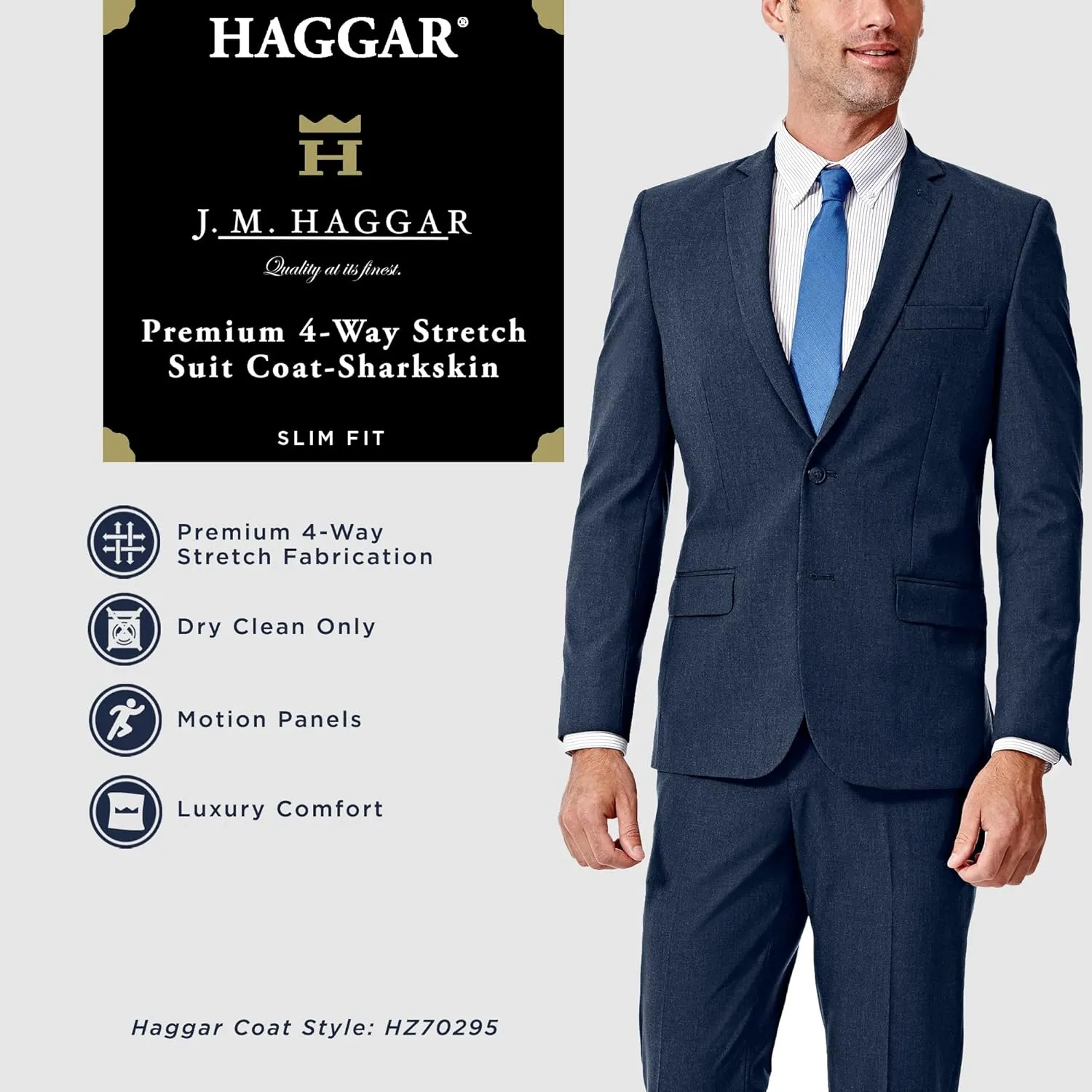 Haggar Men's JMH Premium Performance Stretch Slim Fit Suit Separates - Pants & Jackets