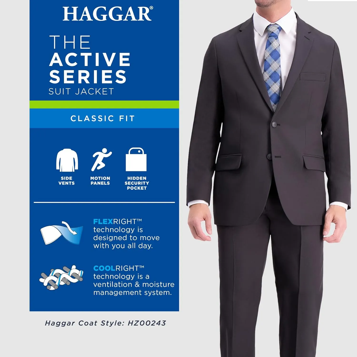 Haggar Men's The Active Series Stretch Classic Fit Suit Separate Pant Regular and Big & Tall Sizes