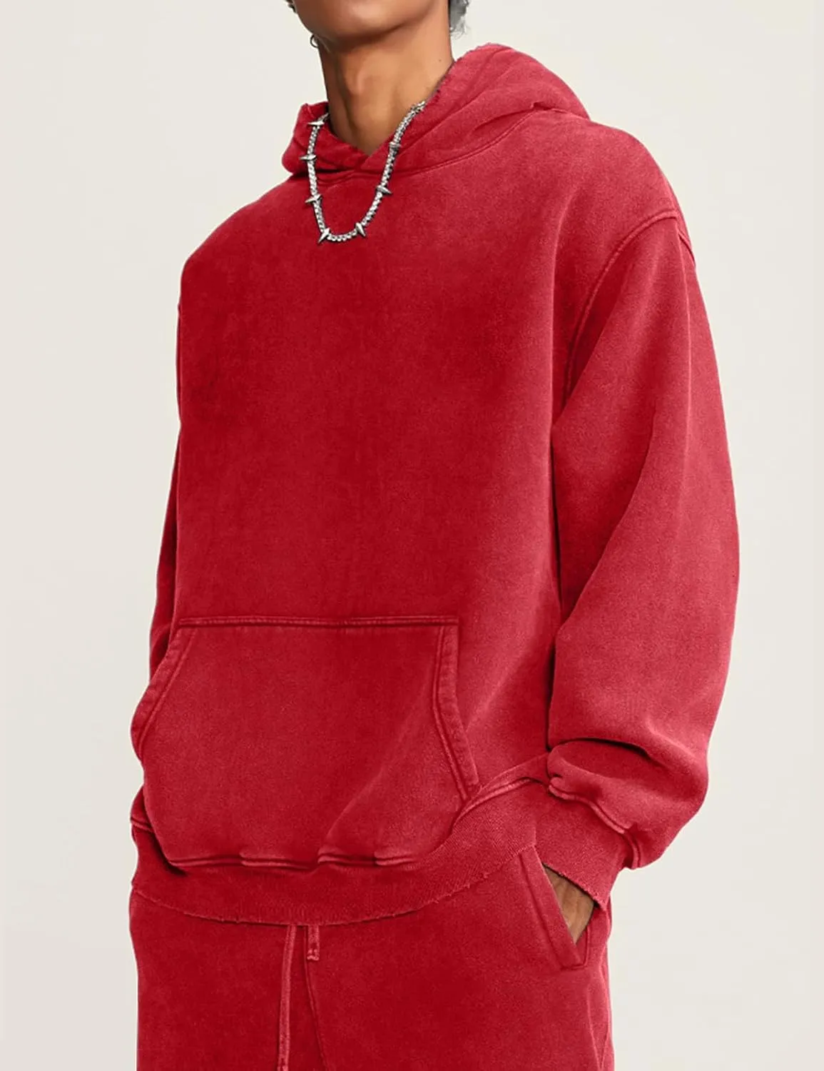 hathne Men's Oversized Hoodies Sweatshirt Cotton Wash Hooded Baggy Pullover Hoodies Vintage Winter Spring
