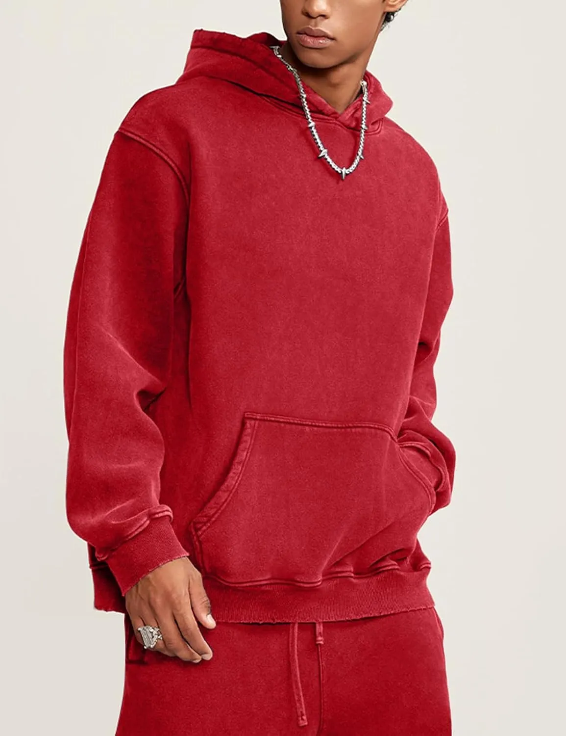 hathne Men's Oversized Hoodies Sweatshirt Cotton Wash Hooded Baggy Pullover Hoodies Vintage Winter Spring