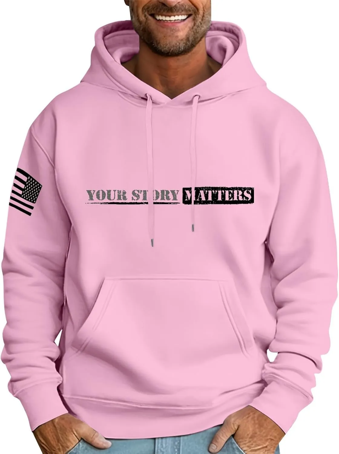 Hoodies for Men Drawstring Long Sleeve Hoodies Geometric Texture Soild Color Sweatshirt Trendy Pullover Tops