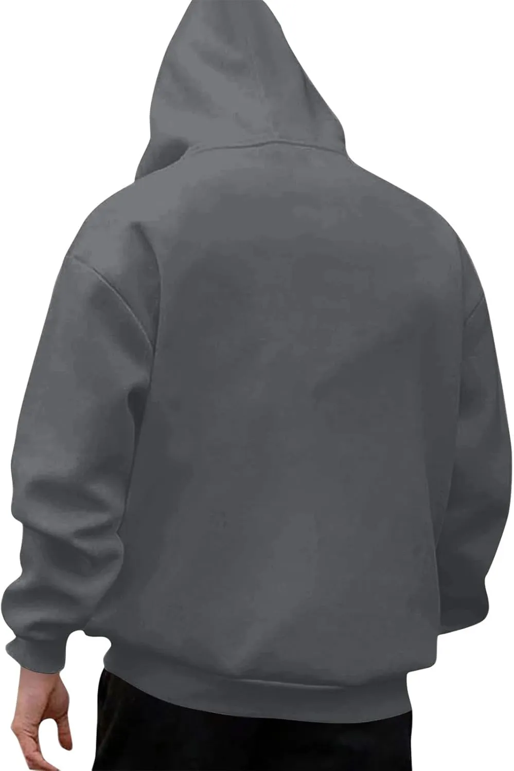 Hoodies for Men Drawstring Long Sleeve Hoodies Geometric Texture Soild Color Sweatshirt Trendy Pullover Tops