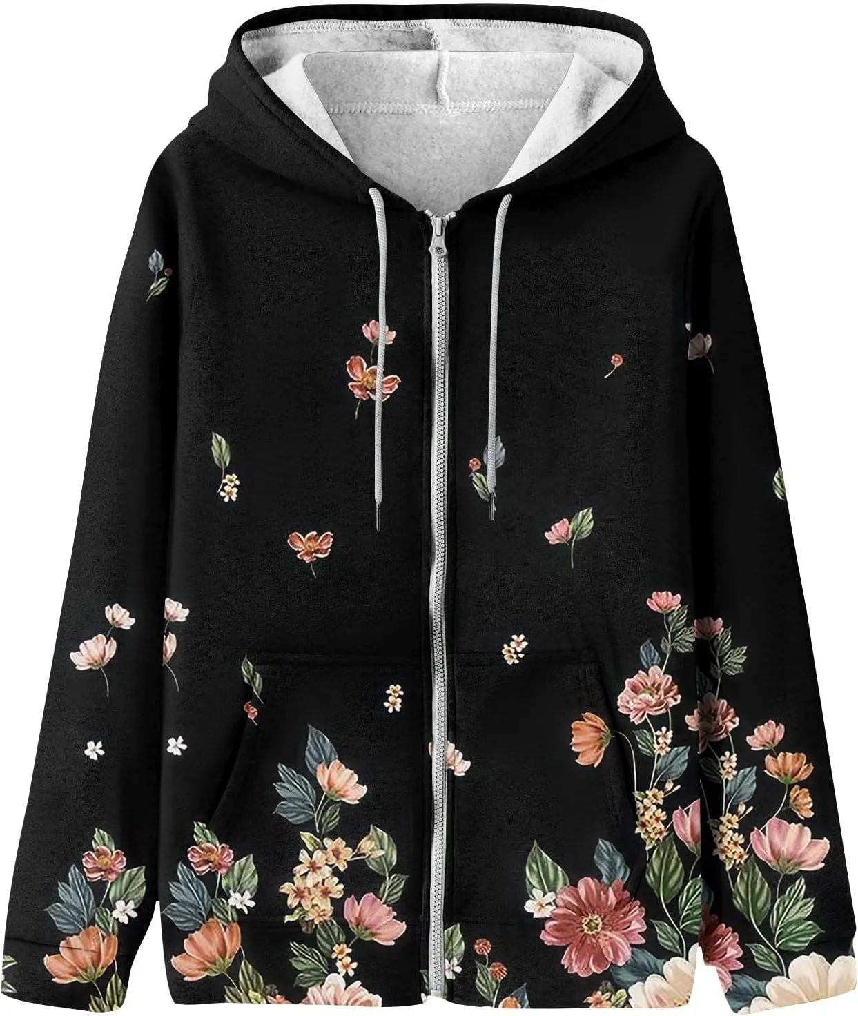 Hoodies for Women Zip Up Long Sleeve Sweatshirts Fleece Y2k Oversized Jackets Fashion Drawstring Hoodies Outfits