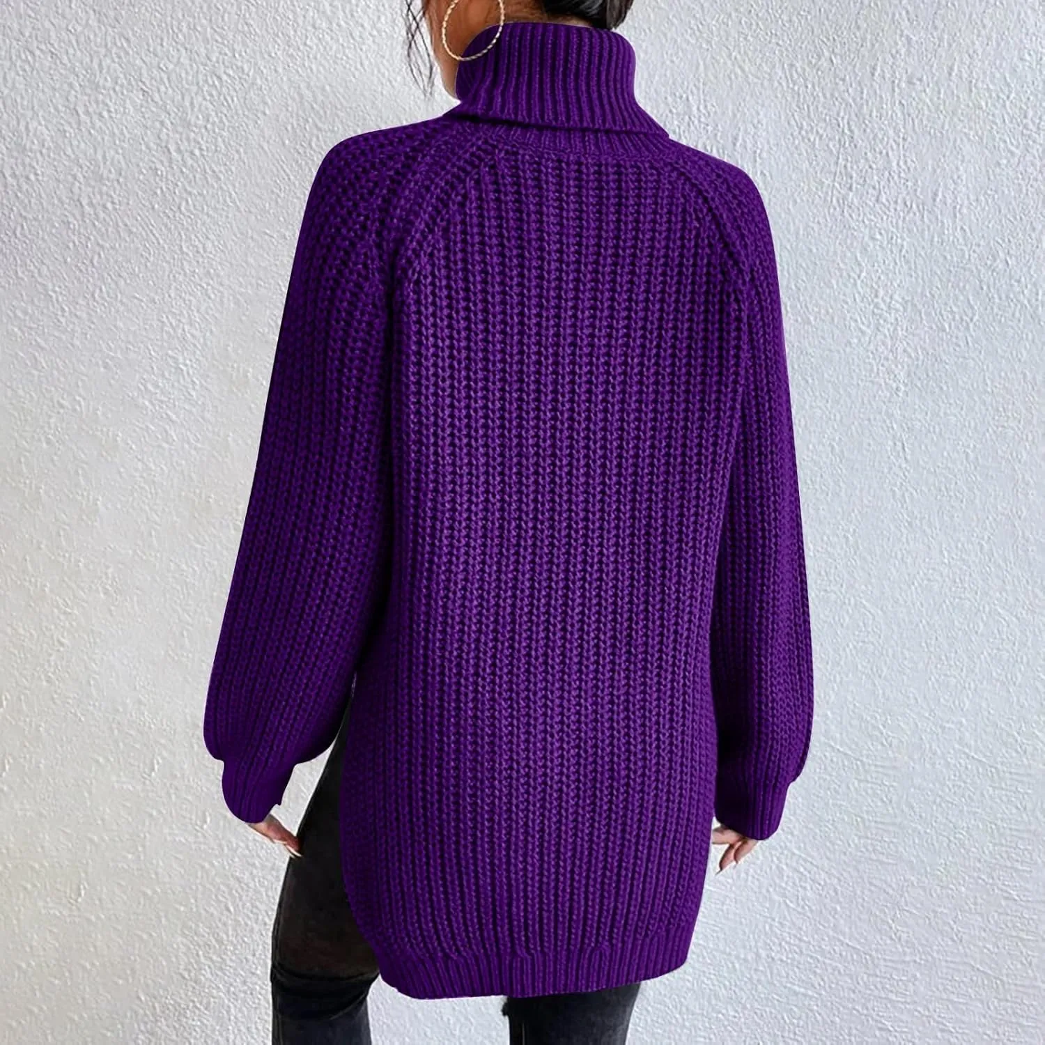 iLH Womens Turtleneck Sweaters Oversized Rib Knit Chunky Pullover Sweaters for Women Fall Winter Thermal Cozy Sweaters