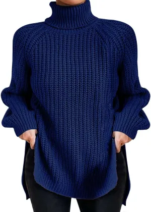 iLH Womens Turtleneck Sweaters Oversized Rib Knit Chunky Pullover Sweaters for Women Fall Winter Thermal Cozy Sweaters