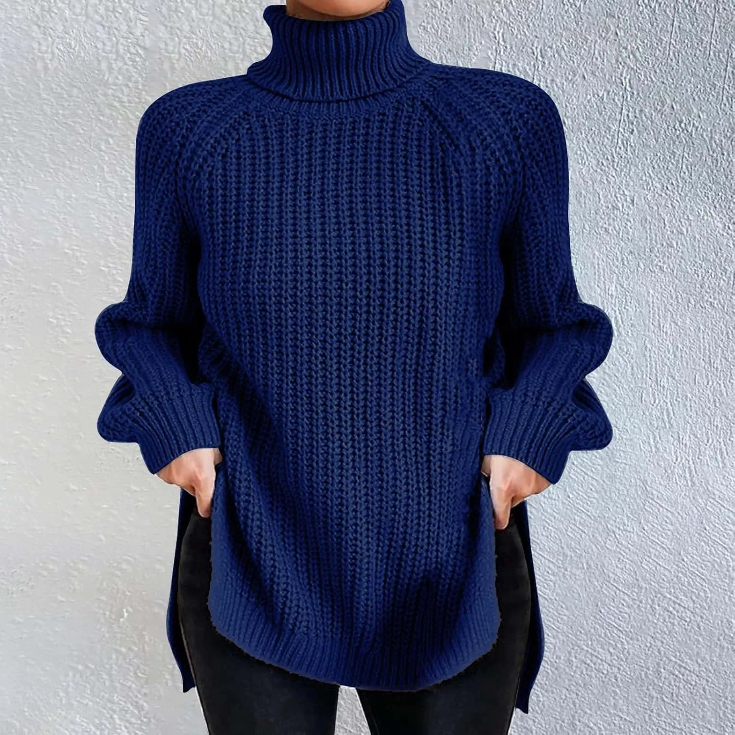 iLH Womens Turtleneck Sweaters Oversized Rib Knit Chunky Pullover Sweaters for Women Fall Winter Thermal Cozy Sweaters