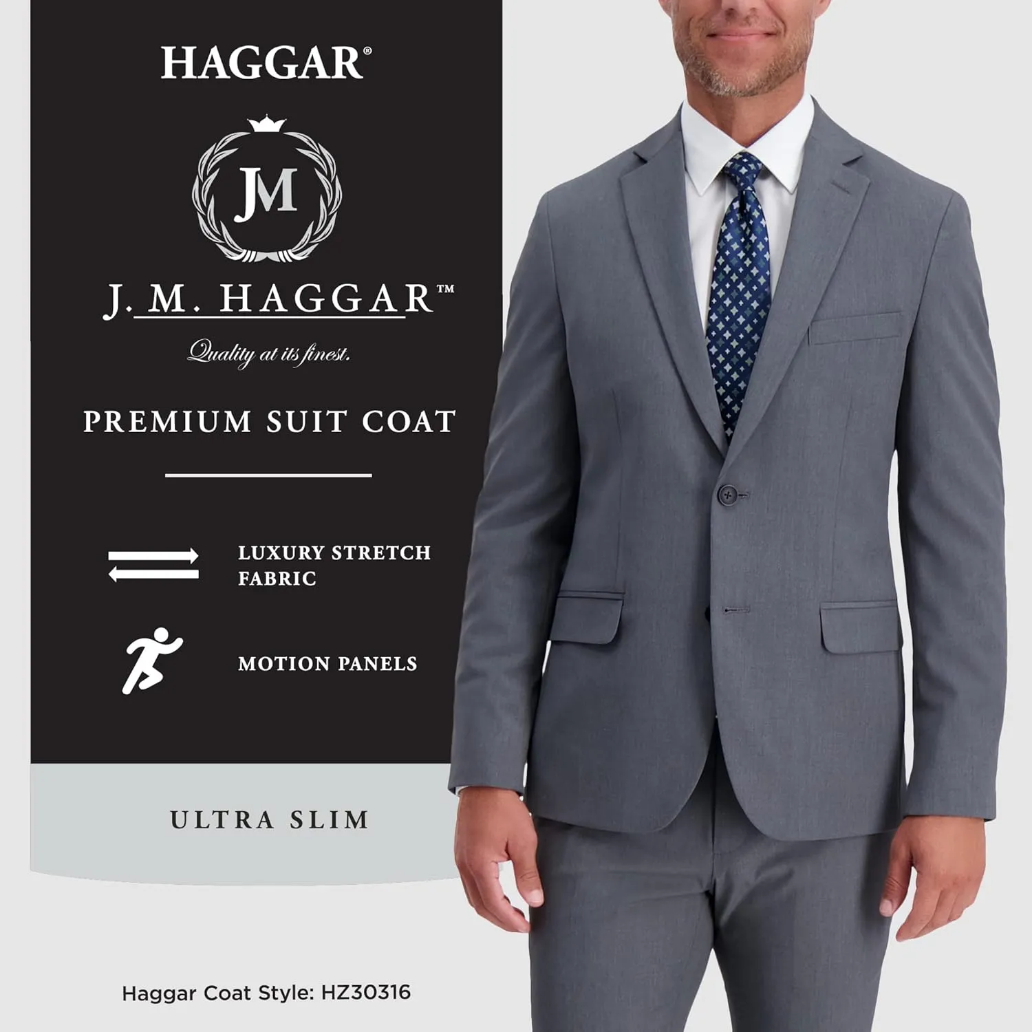 J.M. Haggar Men's Ultra Slim Premium Flex Suit Seperates- Pant and Jackets