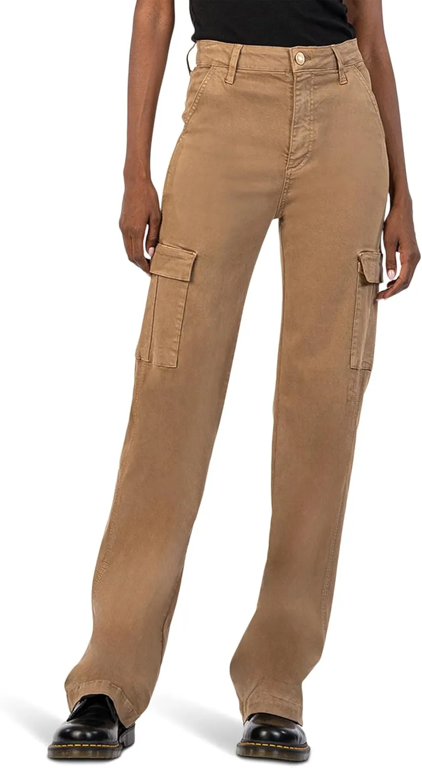 KUT from the Kloth Women's Miller High-Rise-Wide Leg Pant W/Cargo Pockets in Camel