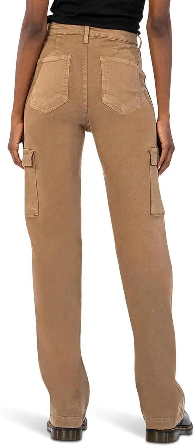 KUT from the Kloth Women's Miller High-Rise-Wide Leg Pant W/Cargo Pockets in Camel