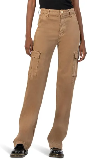KUT from the Kloth Women's Miller High-Rise-Wide Leg Pant W/Cargo Pockets in Camel