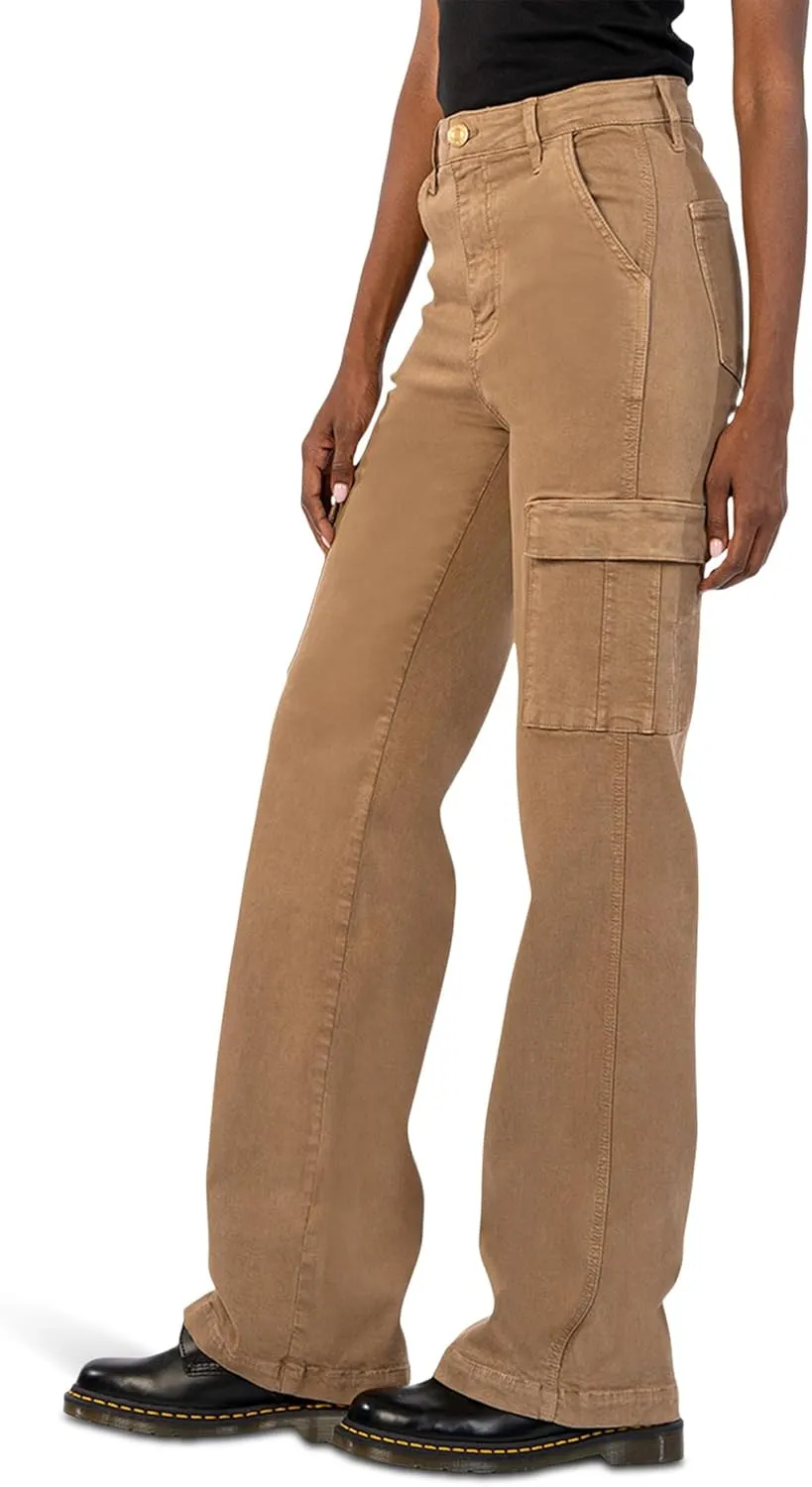 KUT from the Kloth Women's Miller High-Rise-Wide Leg Pant W/Cargo Pockets in Camel