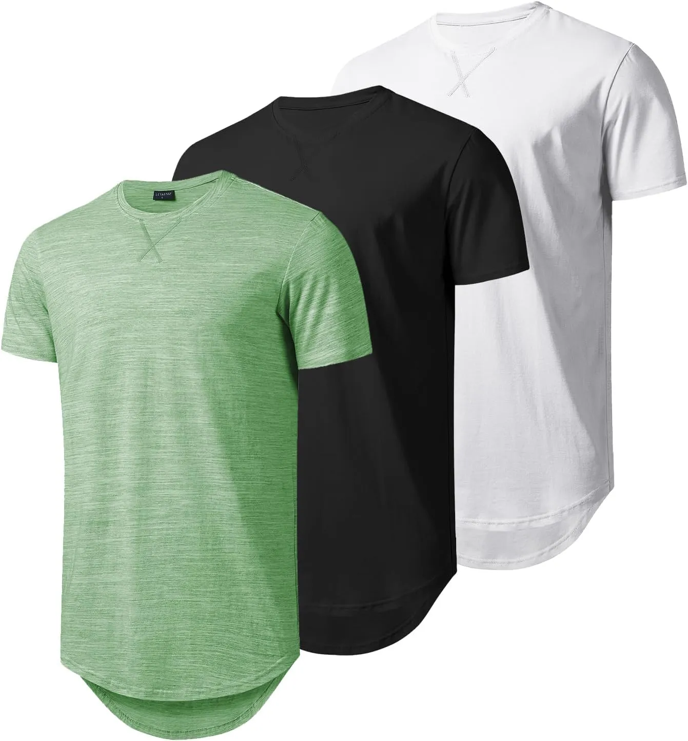 LETAOTAO Long Shirts for Men Hip Hop Shirts Longline Tie Dye Shirts Hipster Gym T Shirts Scallop Tee(Regular&Big and Tall)