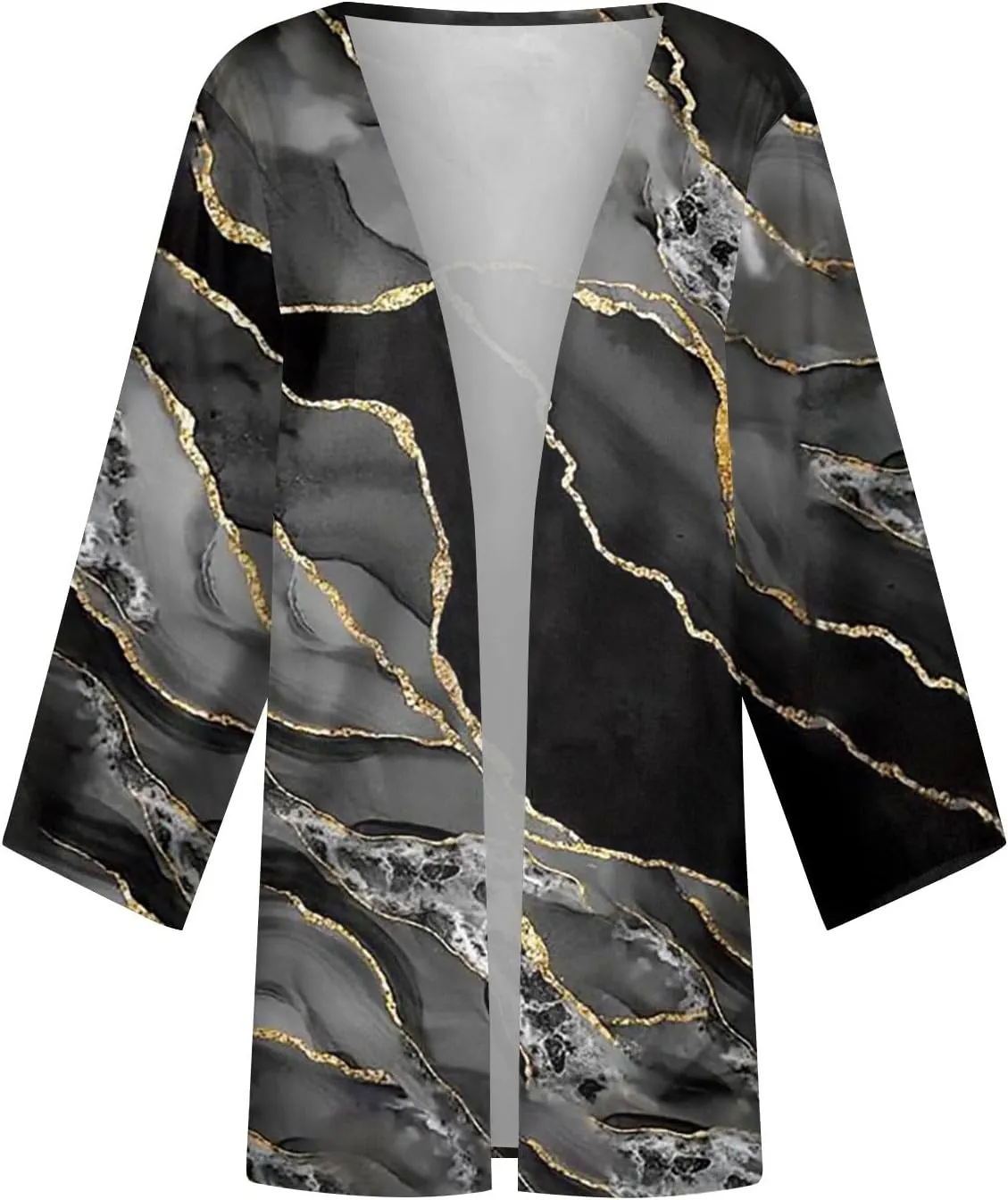 Lightweight Cardigans for Women 3/4 Sleeve Trendy Open Front Cardigan Floral Printed Comfy Dressy Cardigans