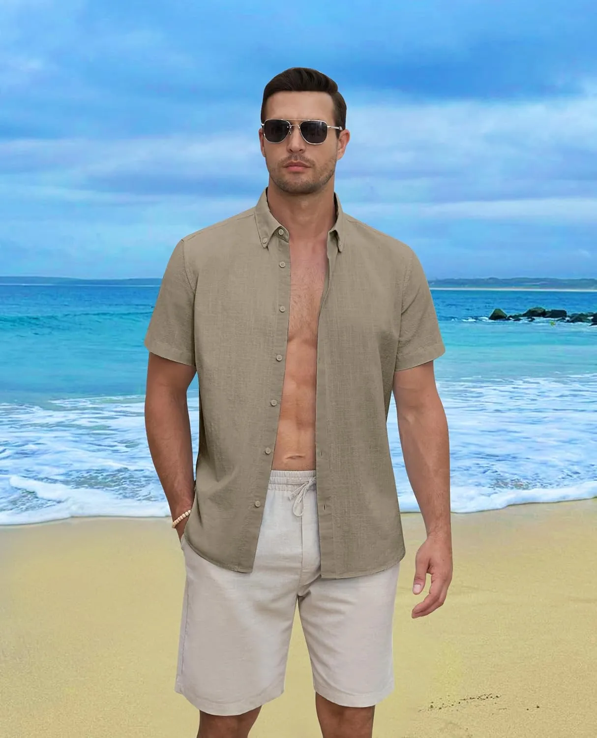 Linen Shirts for Men Short Sleeve Linen Button Down Shirts Hawaiian Shirt for Men Beach Shirts Summer Shirts