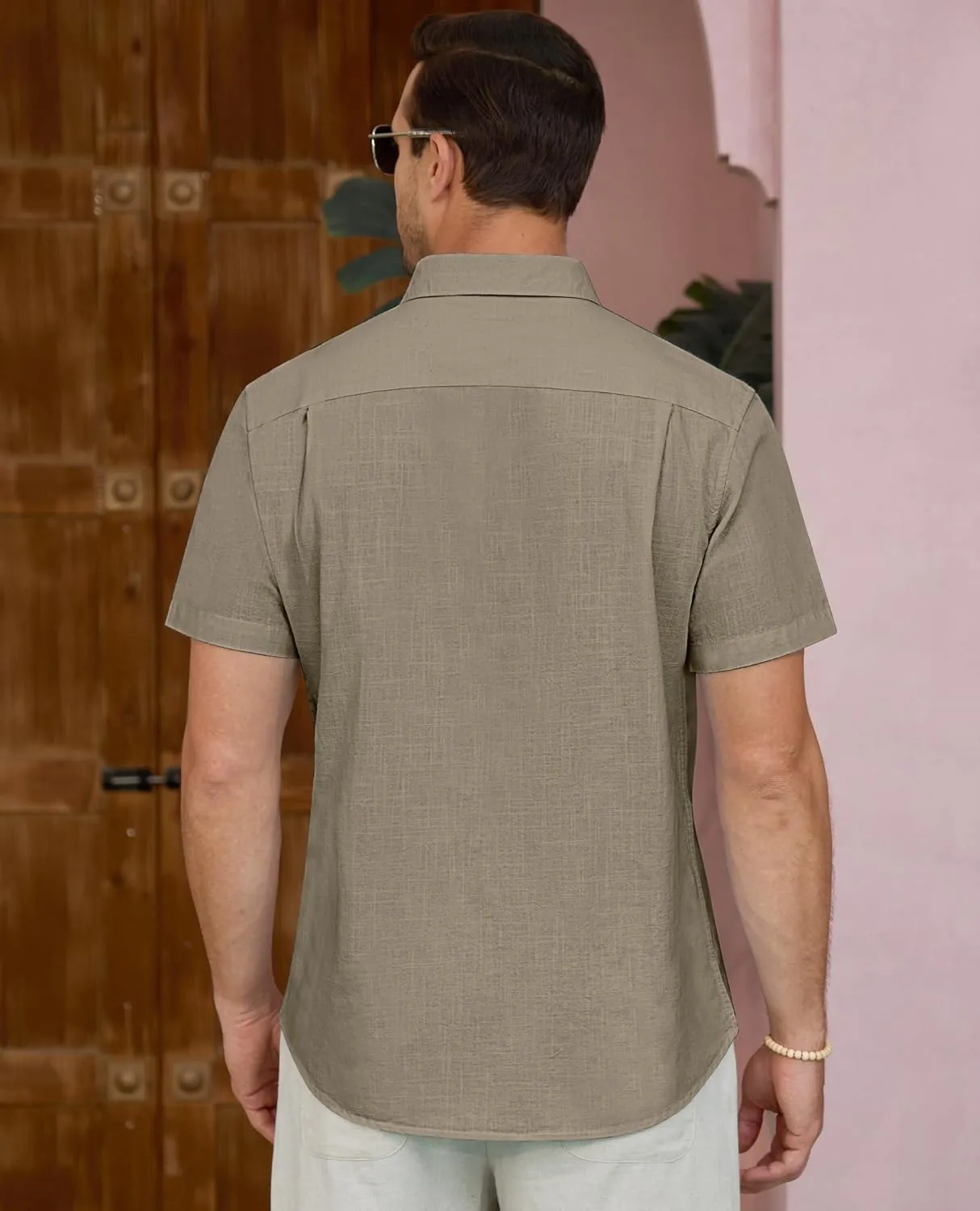 Linen Shirts for Men Short Sleeve Linen Button Down Shirts Hawaiian Shirt for Men Beach Shirts Summer Shirts
