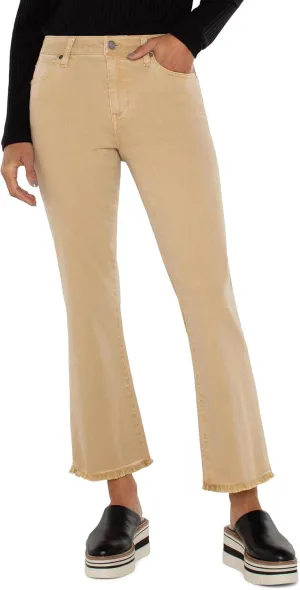 Liverpool Women's Hannah Mid-Rise Crop Flare with Fray Hem Stretch Denim