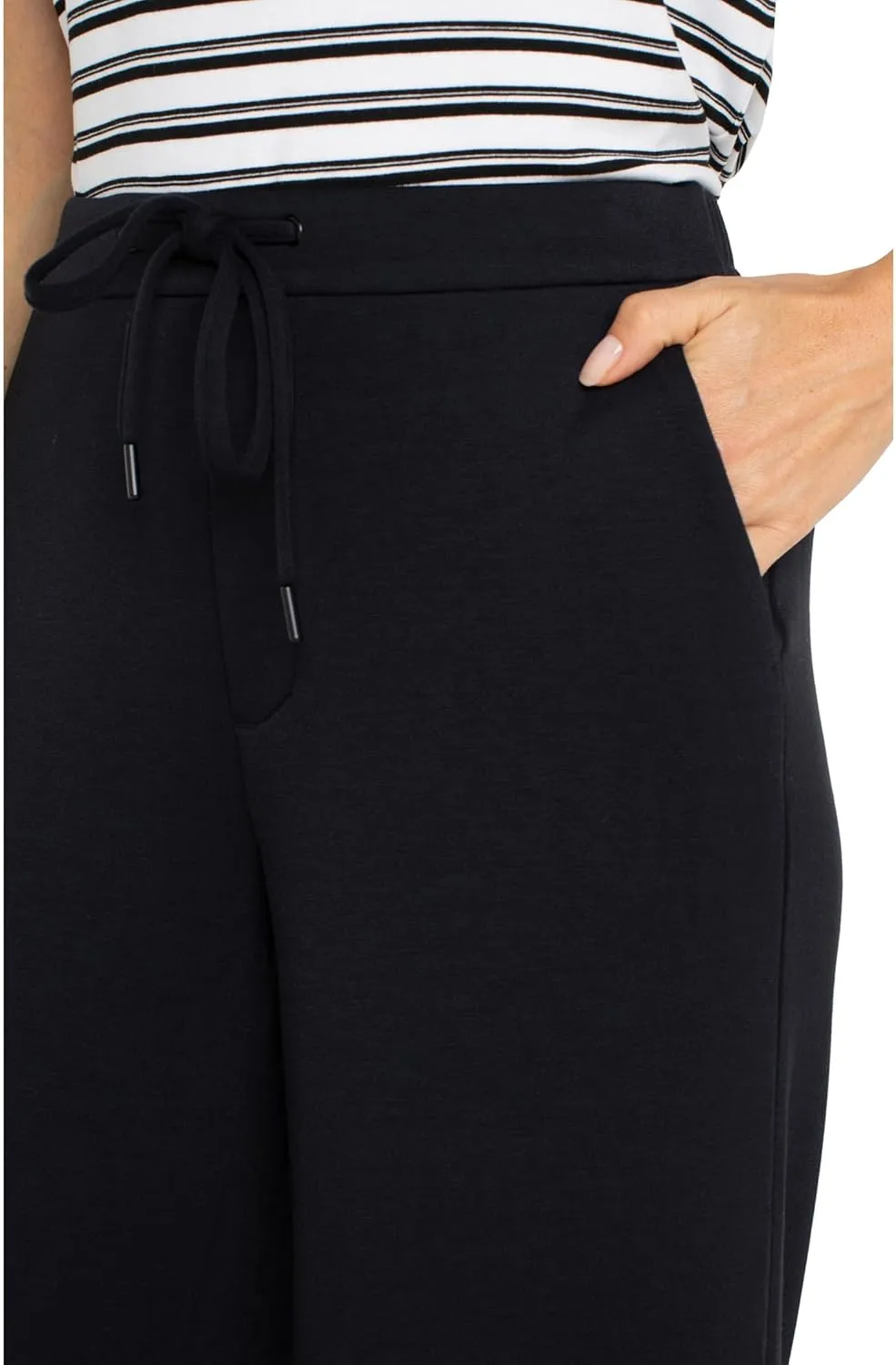 Liverpool Women's Plush Comfort Knit Pull on Wide Leg Crop Trouser